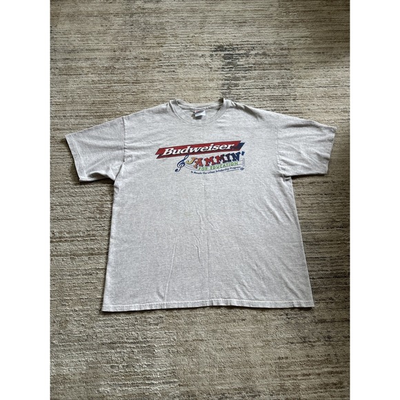 Hanes Other - Hanes T-Shirt Men Light Gray SzXL BUDWEISER Jammin For Education(1999)VTG HeavyW